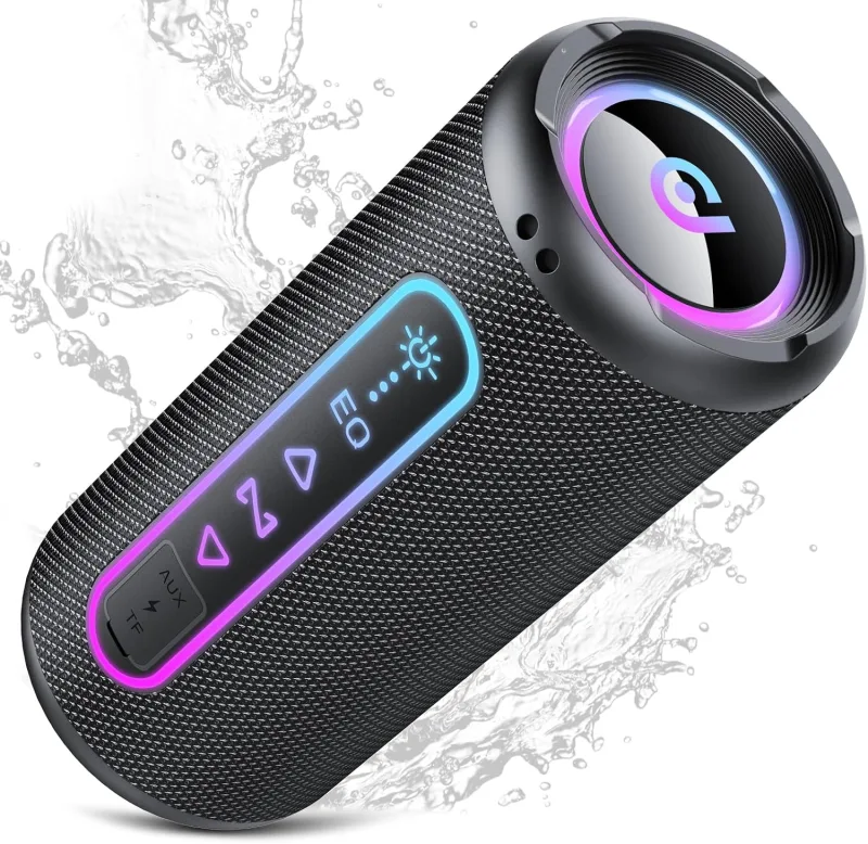 nceinte Bluetooth 5.4, 25W Enceinte Bluetooth Puissante Portable avec Bass Puissantes, TWS Stéréo Haut Parleur sans Fil, Autonomie 24H, Lumière RGB, Étanche IPX7, Speaker pour Fêtes Voyage, TF/AUX